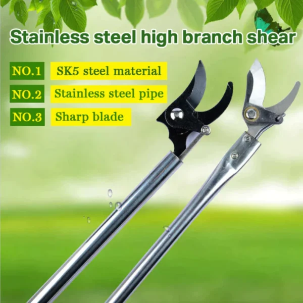 my-11134207-7rase-ma2859li67lee7.webp Stainless Steel Extended High Branch Shears Green Garden Shears Extended Scissors Extended Poles Pruning Shears