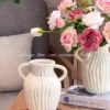 sg-11110106-6v9b1-mhr9inkk6ltu8b_cover.webp Nordic Flower Vases Shell Shaped Ceramic Vessels Stripe Pattern Vase with Handle