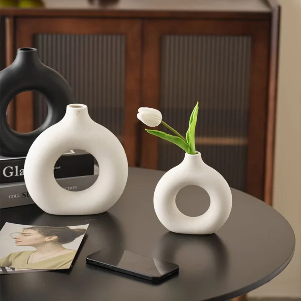 Nordic Vase Plastic Art Modern Vase Imitation Ceramic Flower Vase Home Decoration