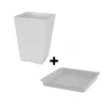 Flower Pot W17 x H24cm With Saucer White Brown Grey